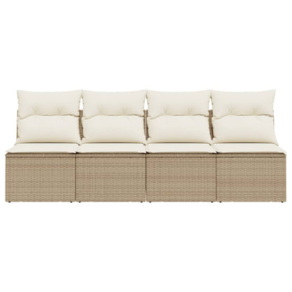 Tuinbank 4-Zits Met Kussens Poly Rattan Beige