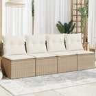 Tuinbank 4-Zits Met Kussens Poly Rattan Beige