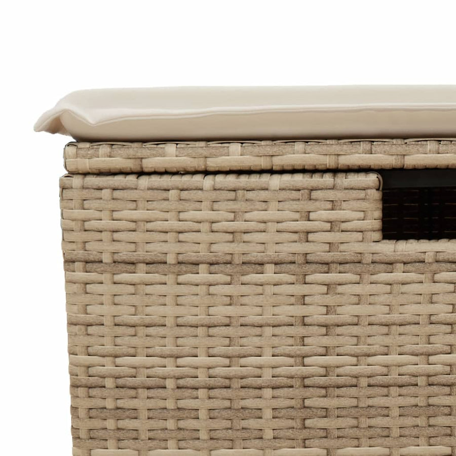 Tuinkruk Met Kussen 55X55X37 Cm Poly Rattan Beige