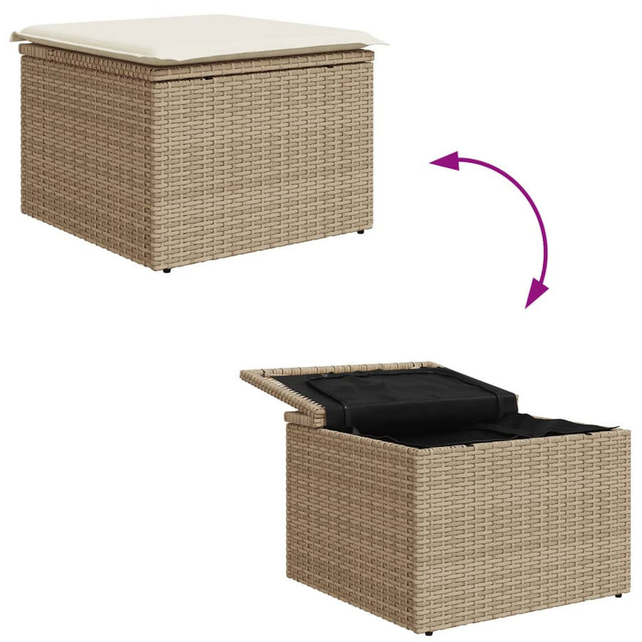 Tuinkruk Met Kussen 55X55X37 Cm Poly Rattan Beige