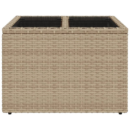 Tuintafel Met Glazen Blad 55X55X37 Cm Poly Rattan Beige