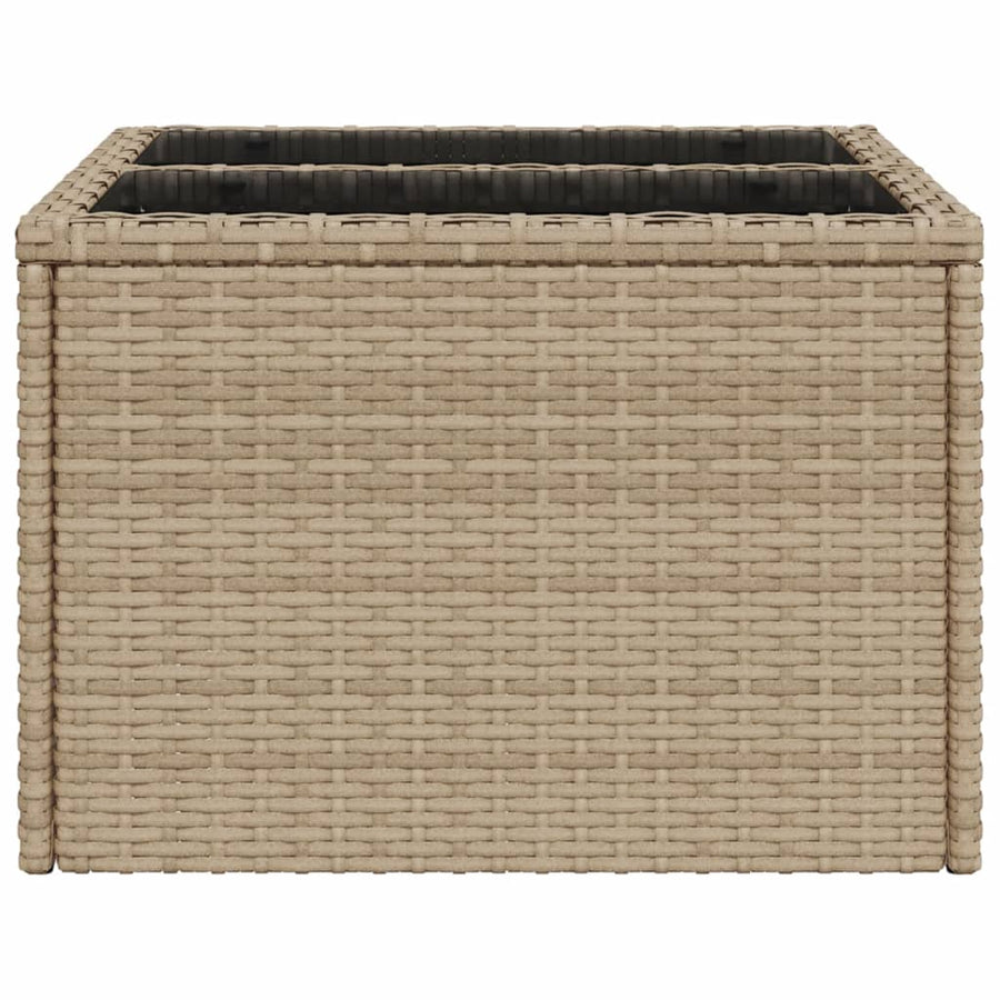 Tuintafel Met Glazen Blad 55X55X37 Cm Poly Rattan Beige