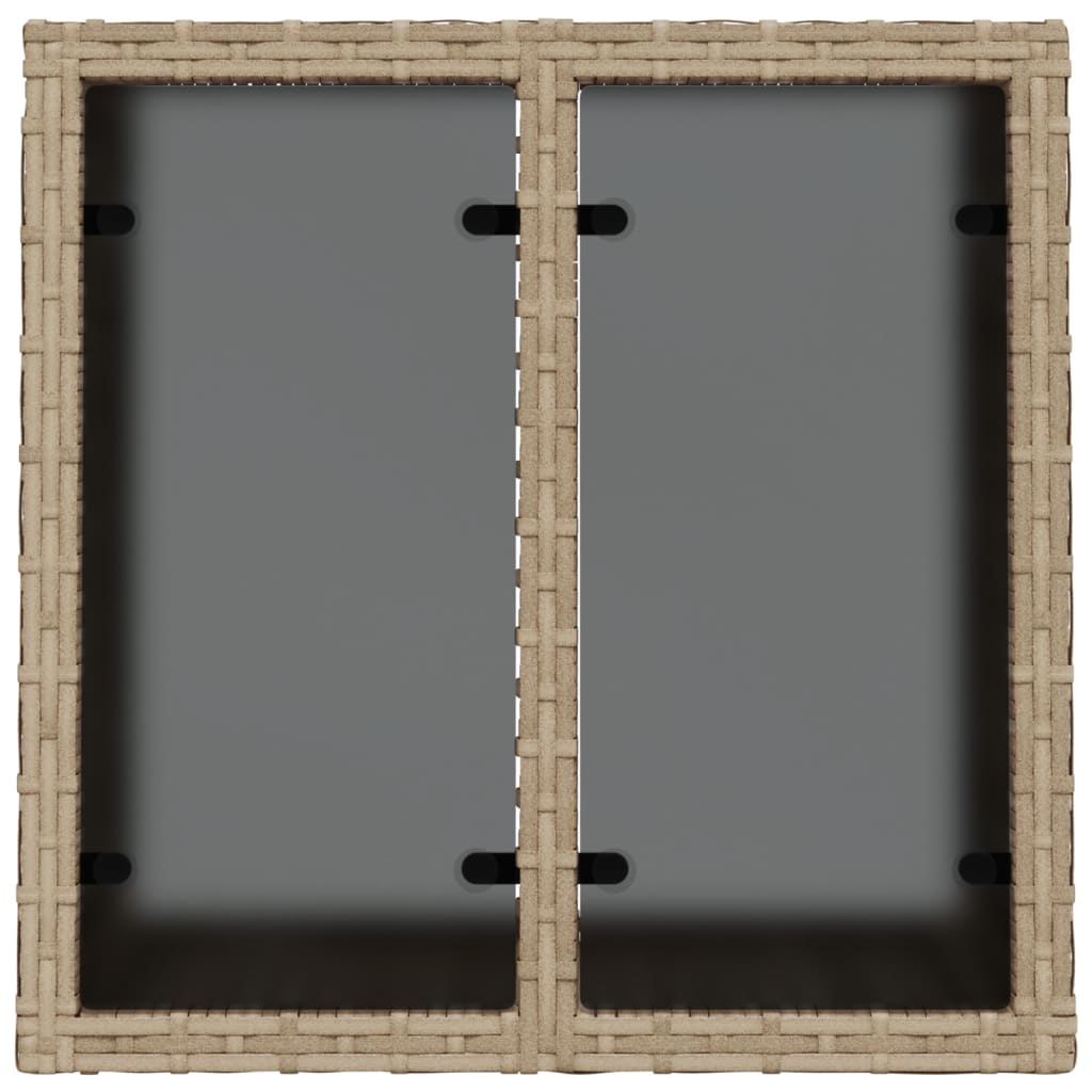 Tuintafel Met Glazen Blad 55X55X37 Cm Poly Rattan Beige