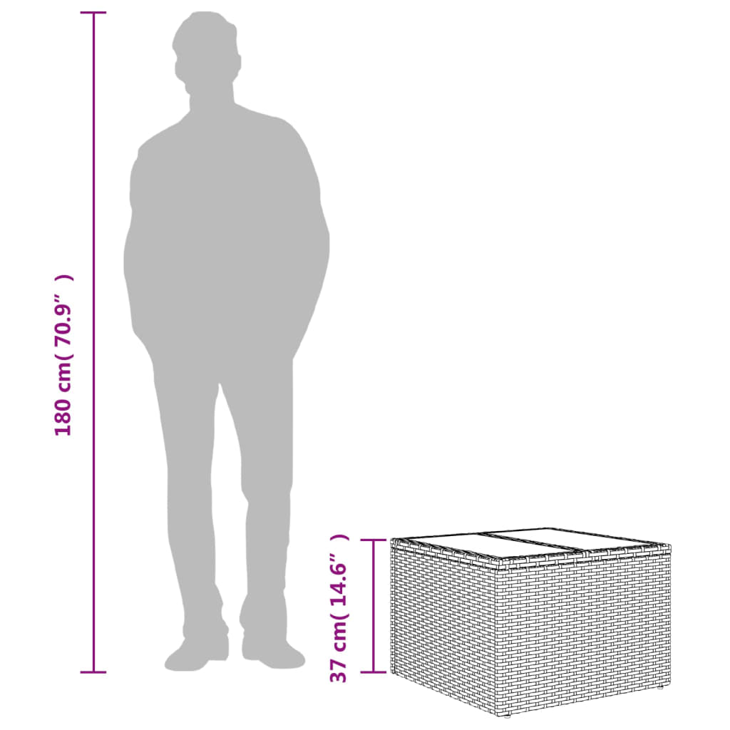 Tuintafel Met Glazen Blad 55X55X37 Cm Poly Rattan Beige