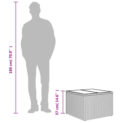 Tuintafel Met Glazen Blad 55X55X37 Cm Poly Rattan Beige