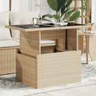 Tuintafel 100x55x73 cm poly rattan beige glas