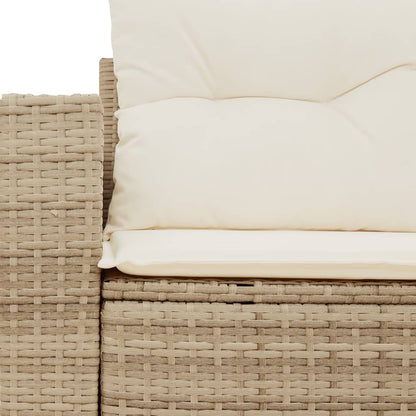 Tuinbank 2-Zits Met Kussens Poly Rattan Beige
