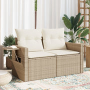 Tuinbank 2-zits poly rattan beige 124x62x69 cm