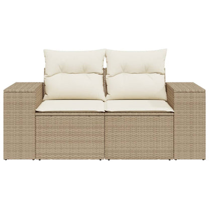 Tuinbank 2-Zits Met Kussens Poly Rattan Beige
