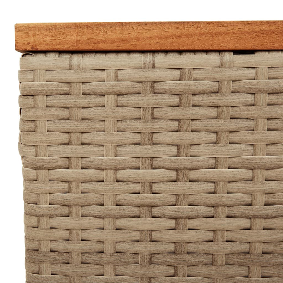 Tuintafel 55X55X37 Cm Poly Rattan En Acaciahout Beige