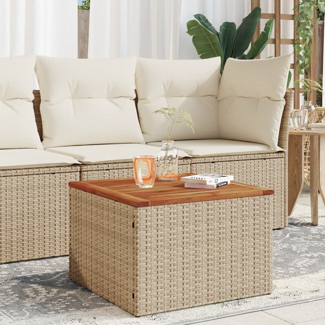 Tuintafel 55X55X37 Cm Poly Rattan En Acaciahout Beige