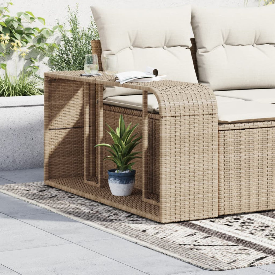 Opbergschappen 2 St Poly Rattan Beige