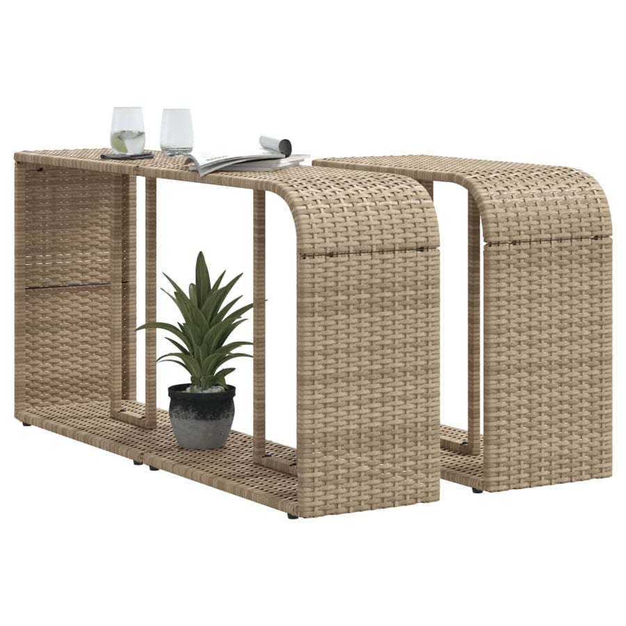 Opbergschappen 2 St Poly Rattan Beige