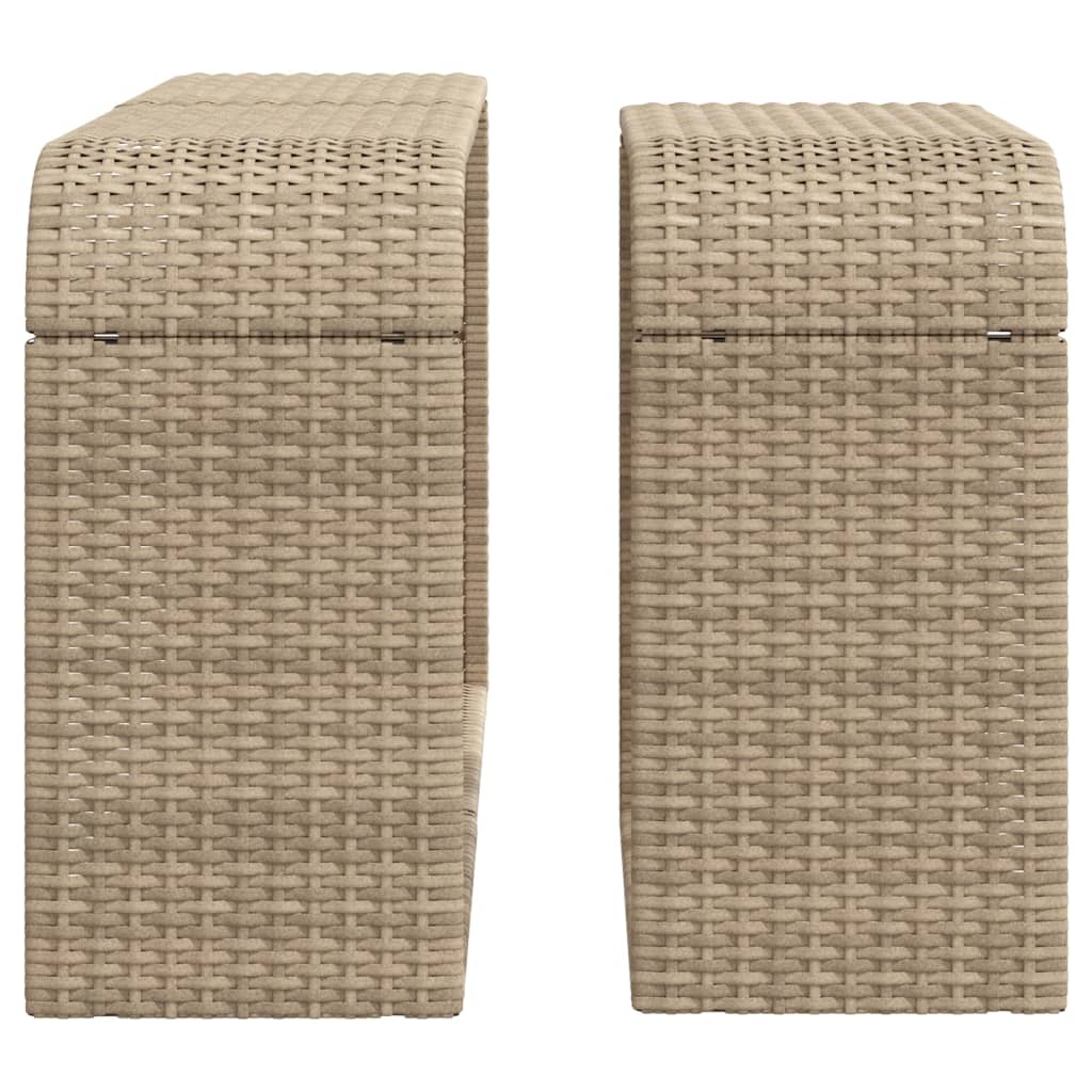 Opbergschappen 2 St Poly Rattan Beige