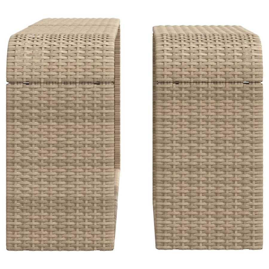 Opbergschappen 2 St Poly Rattan Beige