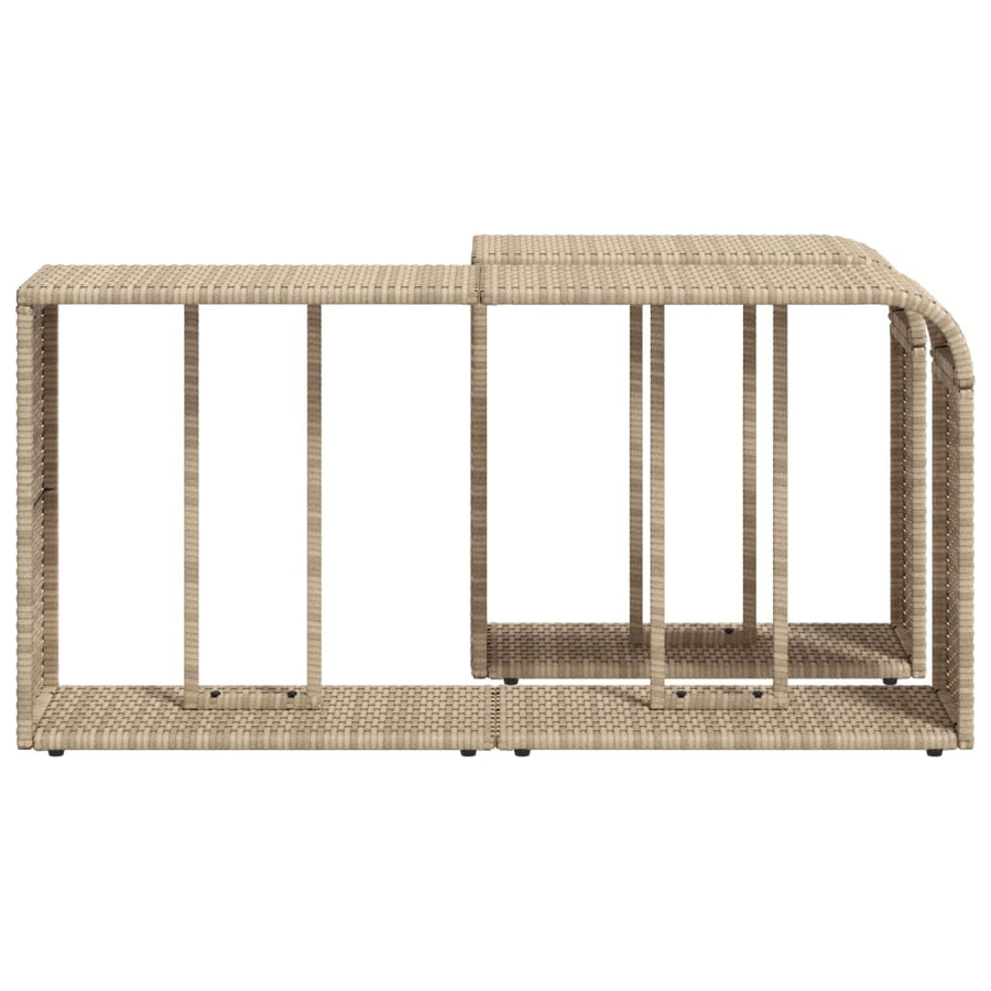 Opbergschappen 2 St Poly Rattan Beige