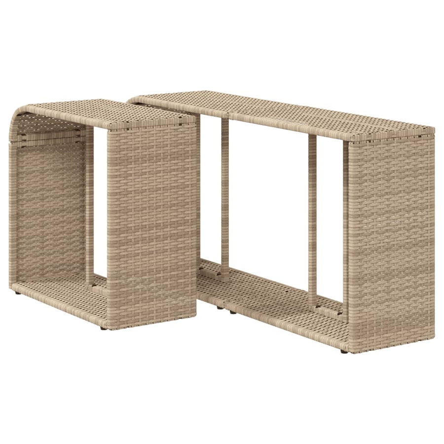 Opbergschappen 2 St Poly Rattan Beige