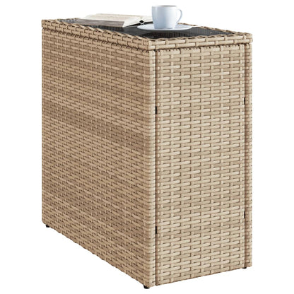Tuinbijzettafel Met Glazen Blad 58X27,5X55 Cm Poly Rattan Beige