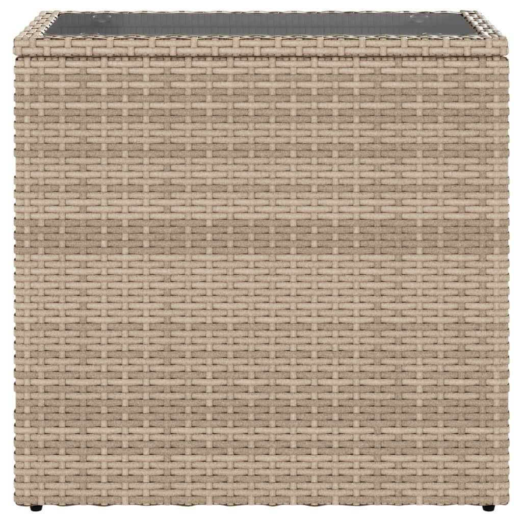 Tuinbijzettafel Met Glazen Blad 58X27,5X55 Cm Poly Rattan Beige