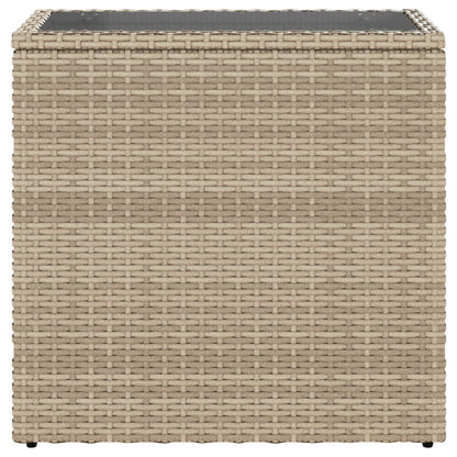 Tuinbijzettafel Met Glazen Blad 58X27,5X55 Cm Poly Rattan Beige