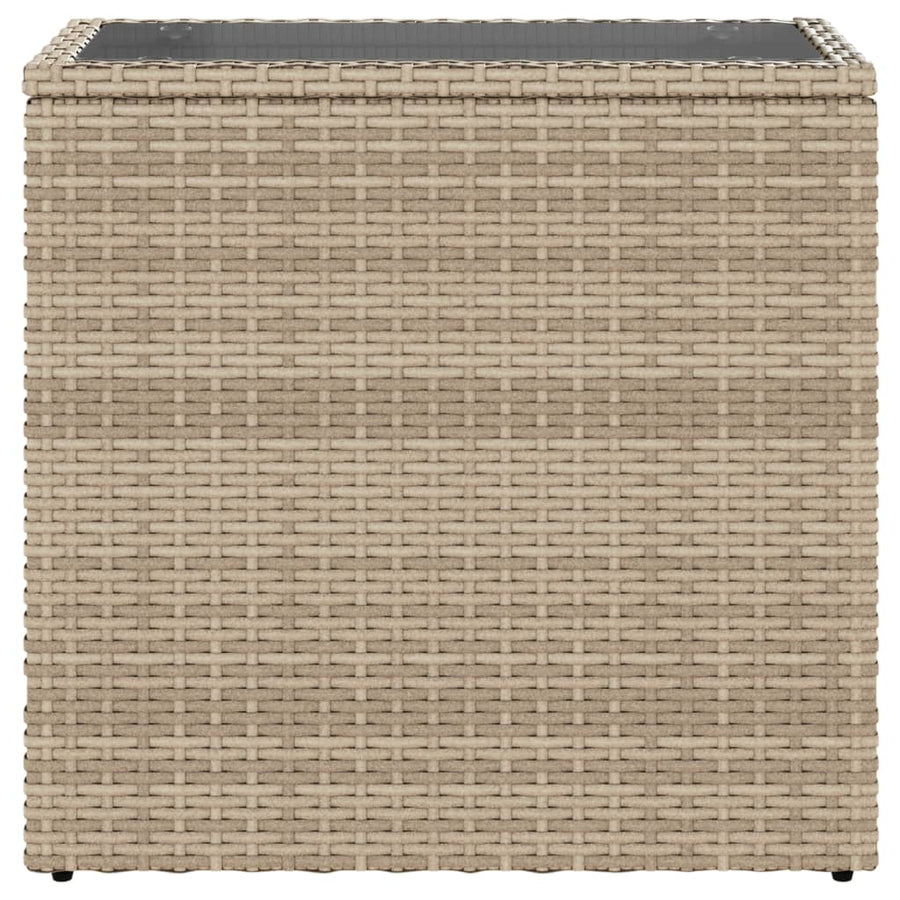 Tuinbijzettafel Met Glazen Blad 58X27,5X55 Cm Poly Rattan Beige