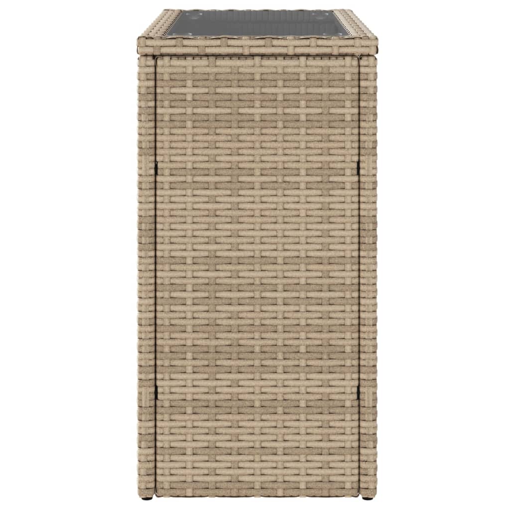 Tuinbijzettafel Met Glazen Blad 58X27,5X55 Cm Poly Rattan Beige