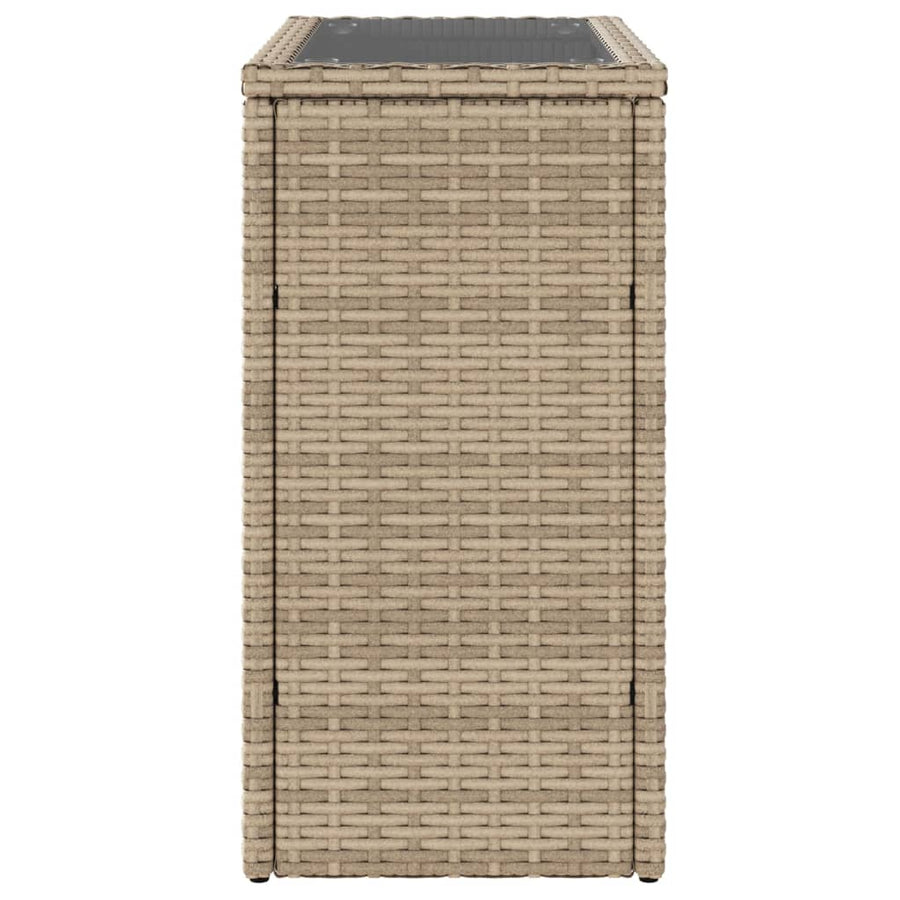 Tuinbijzettafel Met Glazen Blad 58X27,5X55 Cm Poly Rattan Beige