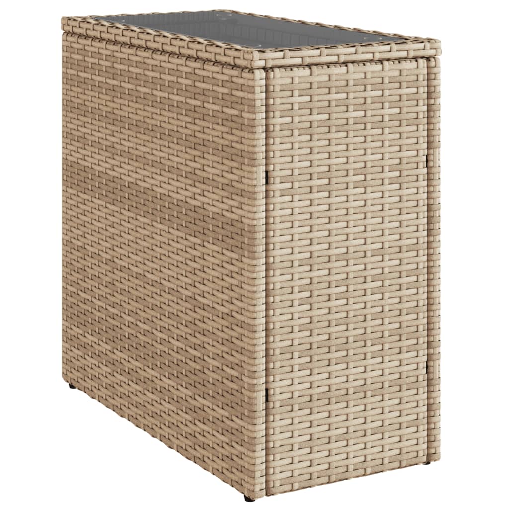 Tuinbijzettafel Met Glazen Blad 58X27,5X55 Cm Poly Rattan Beige