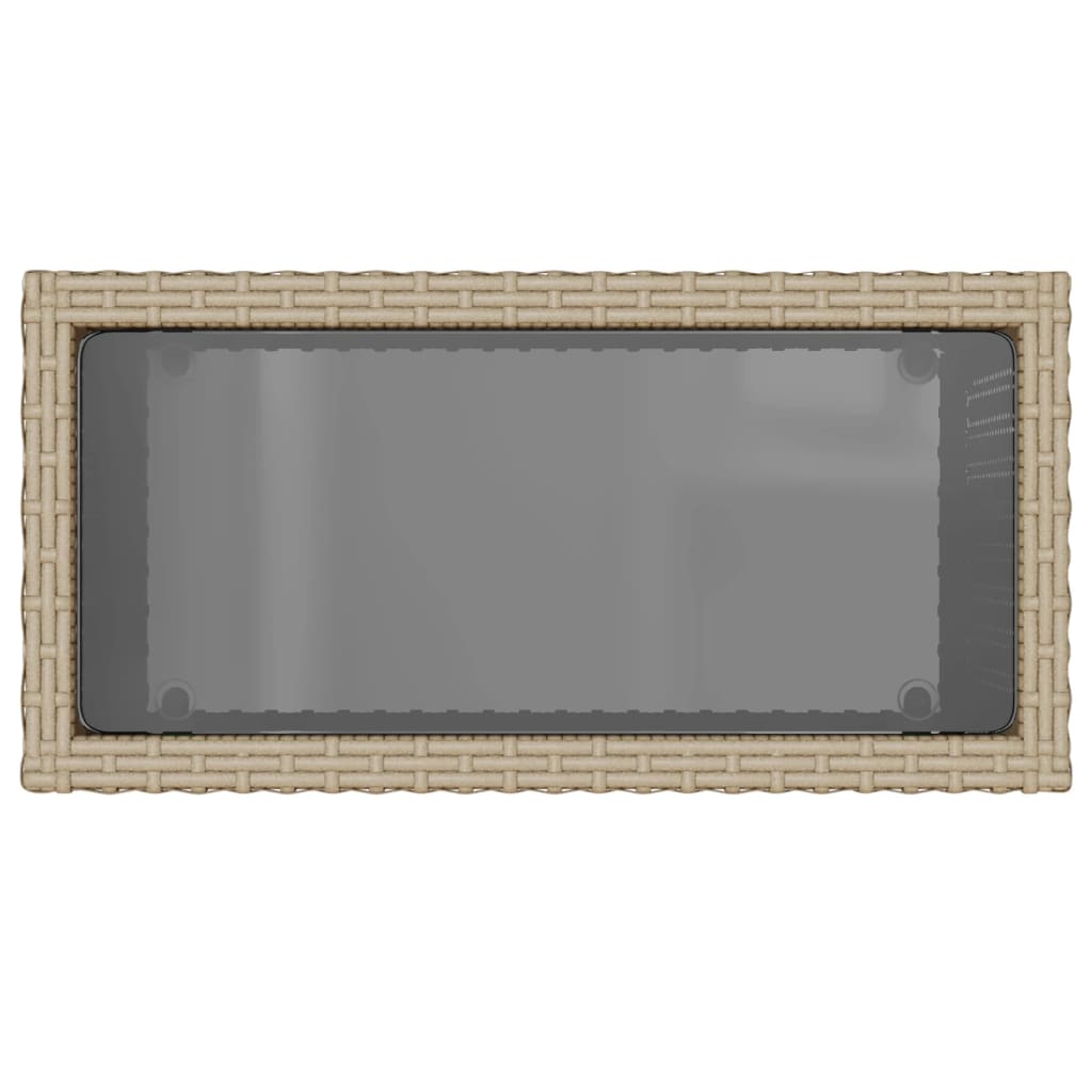Tuinbijzettafel Met Glazen Blad 58X27,5X55 Cm Poly Rattan Beige