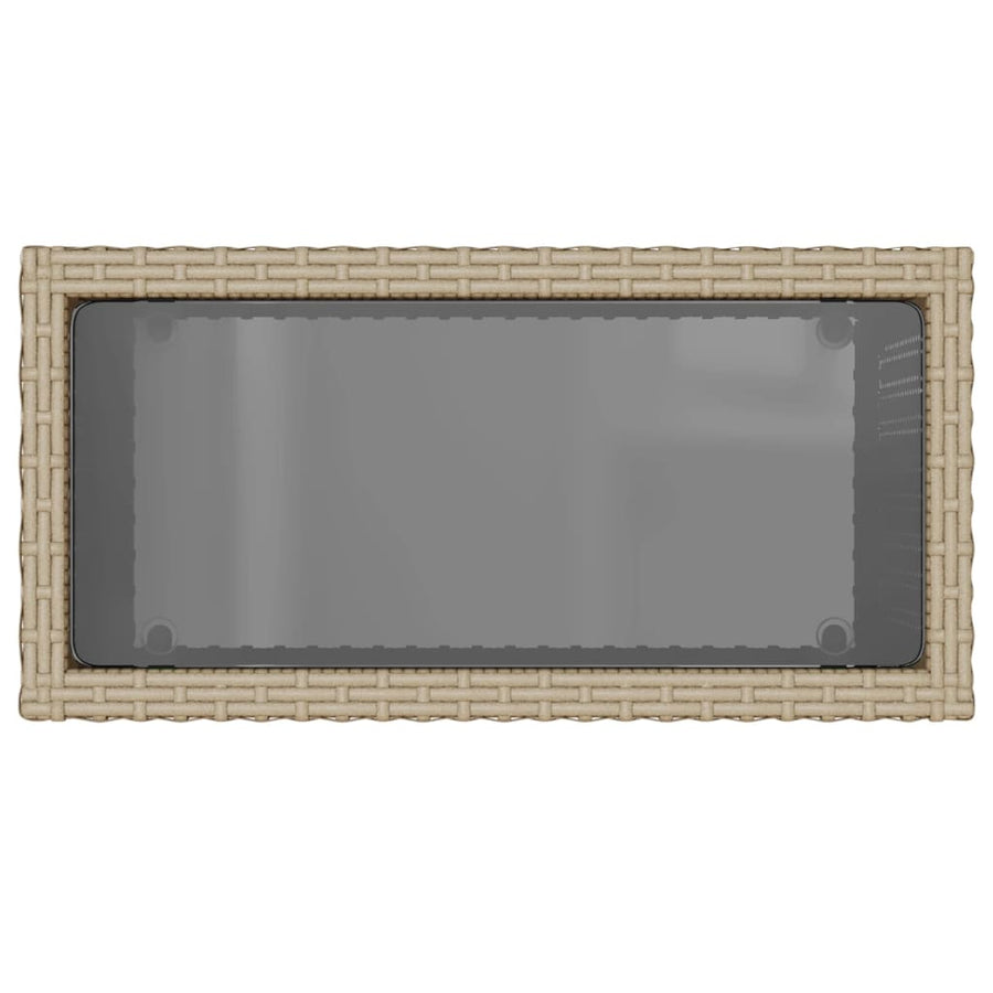 Tuinbijzettafel Met Glazen Blad 58X27,5X55 Cm Poly Rattan Beige