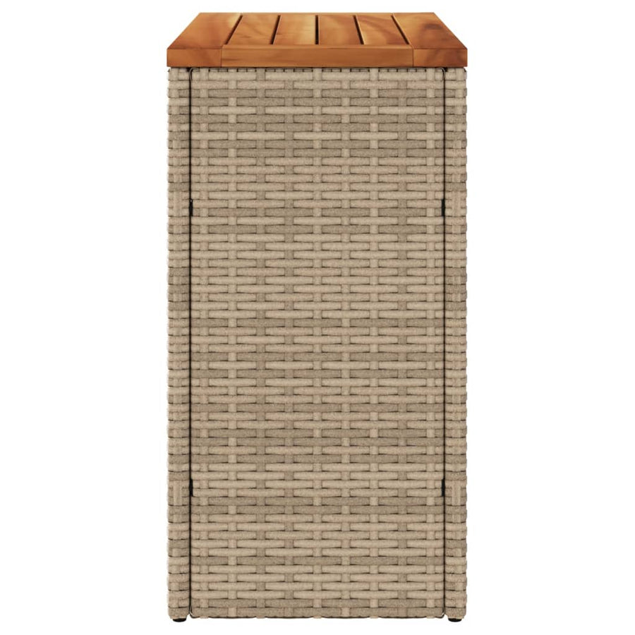 Tuinbijzettafel Met Houten Blad 58X27,5X55 Cm Poly Rattan Beige