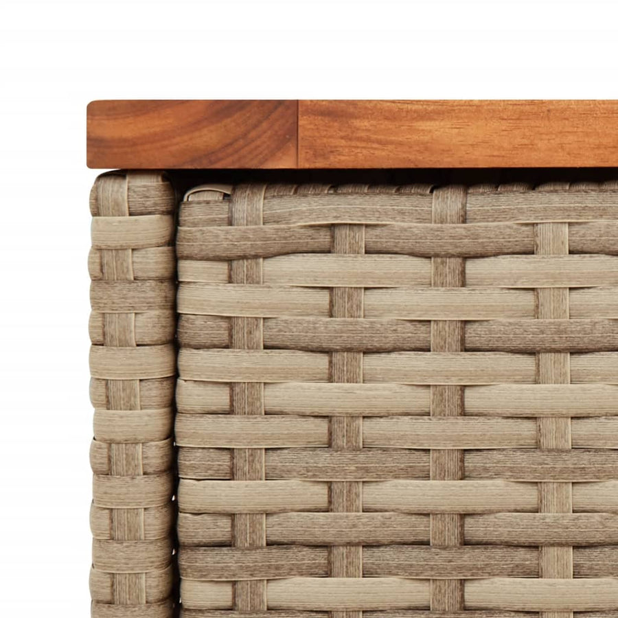 Tuinbijzettafel Met Houten Blad 58X27,5X55 Cm Poly Rattan Beige