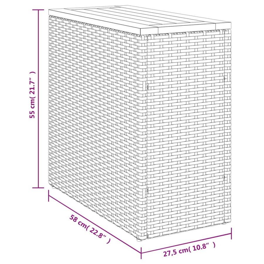 Tuinbijzettafel Met Houten Blad 58X27,5X55 Cm Poly Rattan Beige