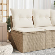 Tuinstoel poly rattan beige zonder armleuning met kussens