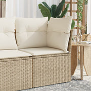 Tuinhoekbank poly rattan beige met opbergruimte