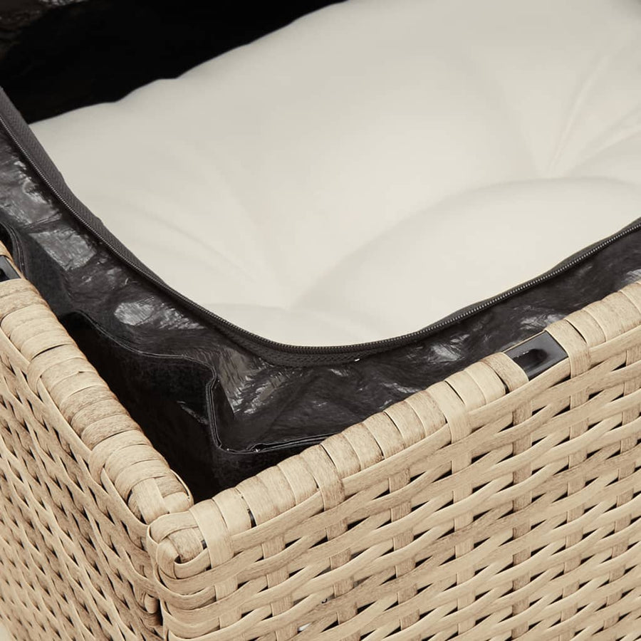 Tuinbank 2-Zits Met Kussens Poly Rattan Beige
