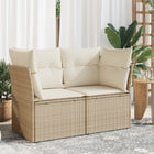 Tuinbank 2-Zits Met Kussens Poly Rattan Beige