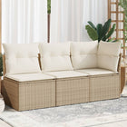 3-Seater Garden Bench with Cushions Poly Rattan Beige