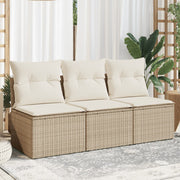 Tuinbank 3-zits poly rattan beige 165x62x69 cm