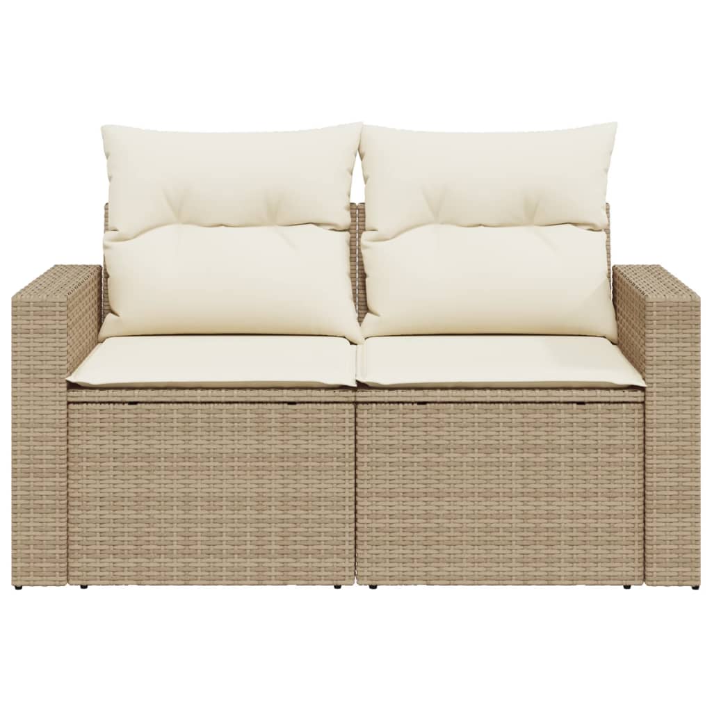 Tuinbank 2-Zits Met Kussens Poly Rattan Beige