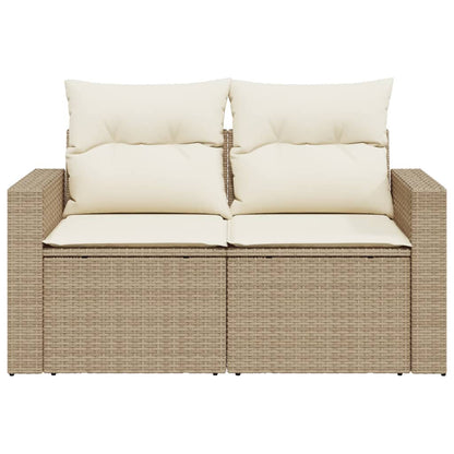 Tuinbank 2-Zits Met Kussens Poly Rattan Beige