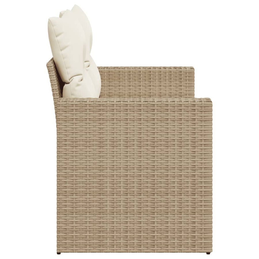 Tuinbank 2-Zits Met Kussens Poly Rattan Beige