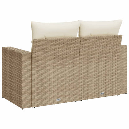 Tuinbank 2-Zits Met Kussens Poly Rattan Beige