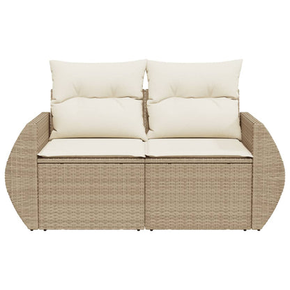 Tuinbank 2-Zits Met Kussens Poly Rattan Beige