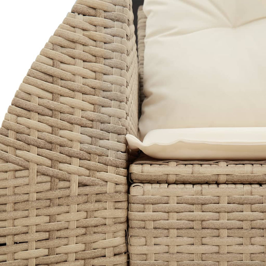 Tuinbank 2-Zits Met Kussens Poly Rattan Beige