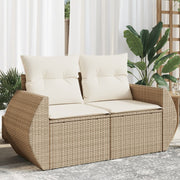 Tuinbank 2-zits poly rattan beige 142x62x69 cm