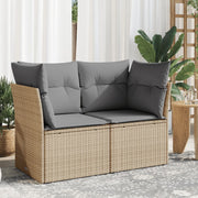 Tuinbank 2-zits poly rattan beige 124x62x69 cm