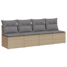 Tuinbank 4-Zits Met Kussens Poly Rattan Beige
