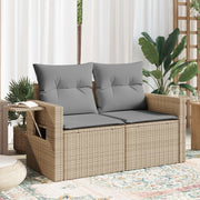 Tuinbank 2-zits poly rattan beige 124x62x69 cm