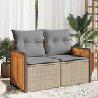 Garden bench 2-seater with cushions poly rattan beige